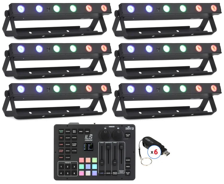 Chauvet DJ EZLink Strip Q6 BT 19-inch ILS RGBA LED Bar with Bluetooth - 6 Pack