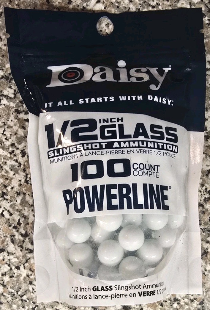 Daisy Powerline 1/2" Glass Slingshot Ammo White Glass Shot 100ct NEW. NIP. Sling