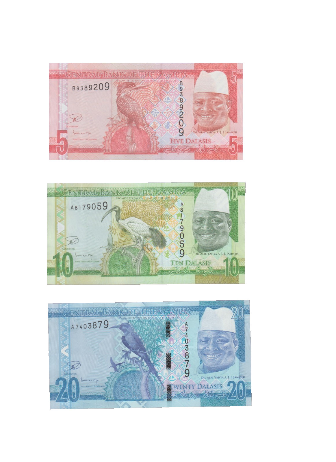 GAMBIA 2015 5, 10, AND 20 DALASIS BANKNOTES P31-33 UNCIRCULATED