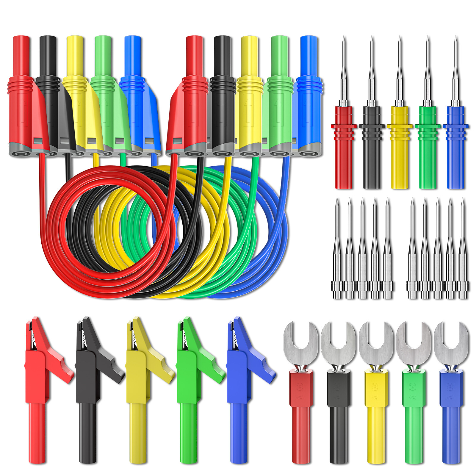 Cleqee Banana Plug Silicone Test Lead 4mm Safety Shrouded Stackable Alligator