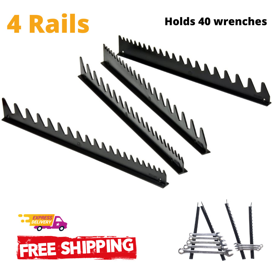 4 Rails Wrench Organizer Tray Rail Storage Rack Sorter Socket Holder of 40 Tools