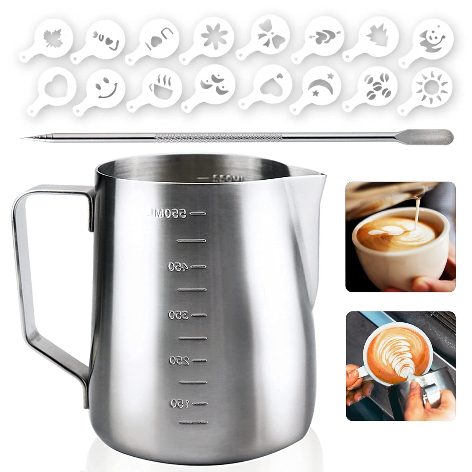 Milk Frothing Pitcher Steaming Pitchers Stainless Steel Milk/Coffee/Latte/Cap...
