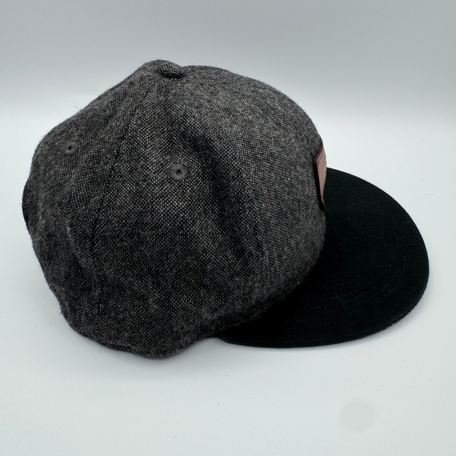 Baseballism Hat Cap Heather Gray Black Leather Patch Snapback Adjustable