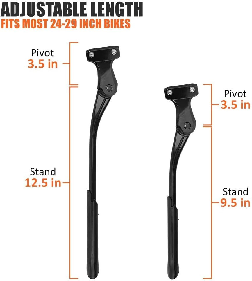 Bike Kickstand - Mountain Bike Kick Stand for 24-29" Bicycles - Adjustable Lengt