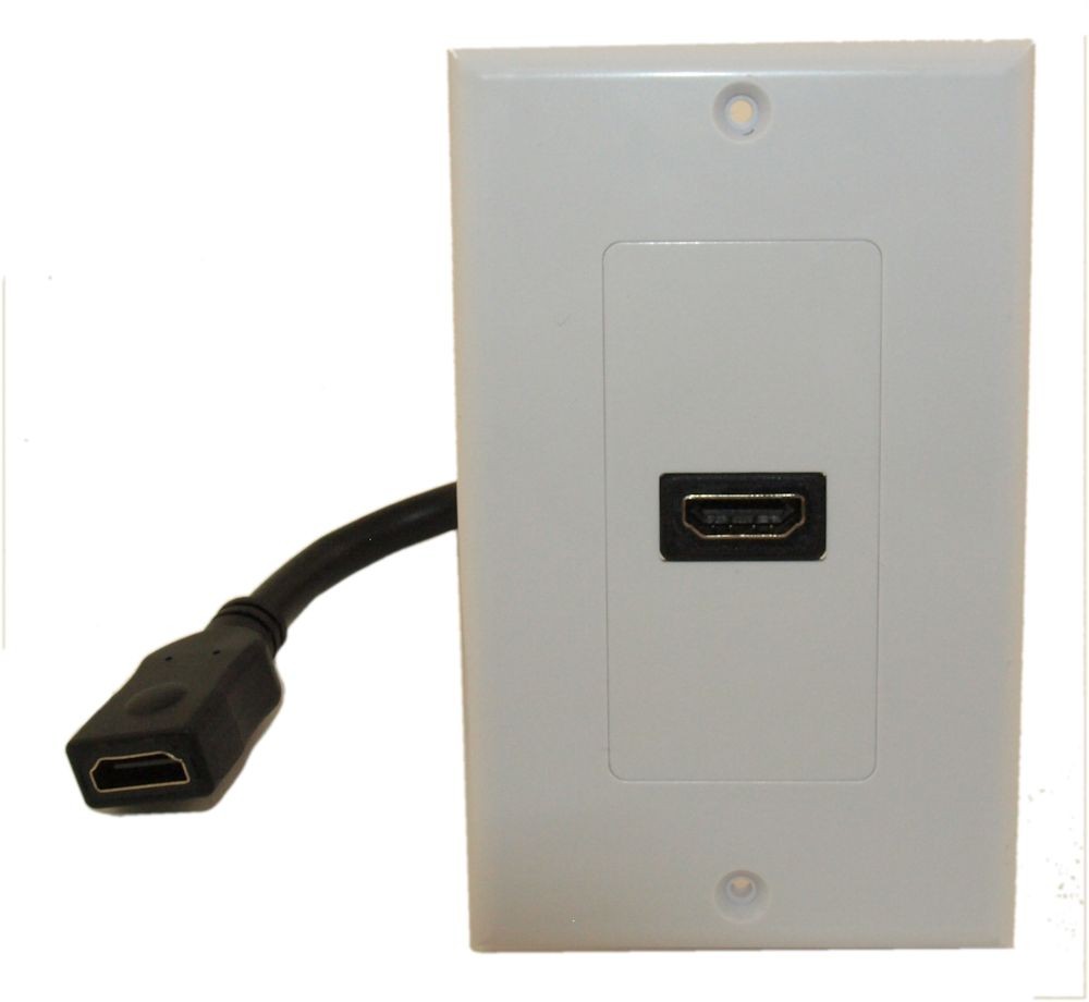 Wallplate  HDMI (Single) w/4 Built-in Flexible Extension Cable  White