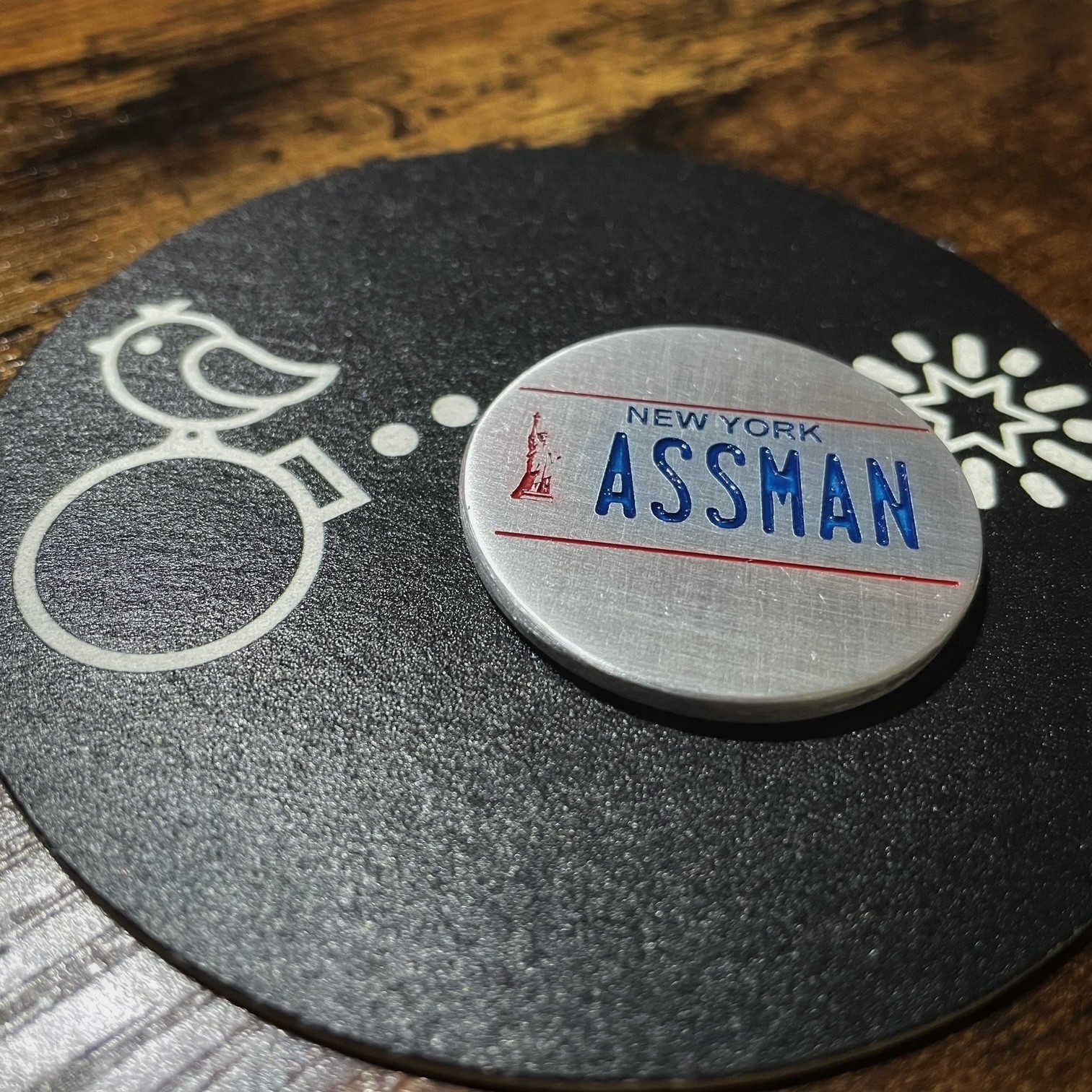 Kramer Assman License Plate 1.5” Round Aluminum Golf Ball Marker!