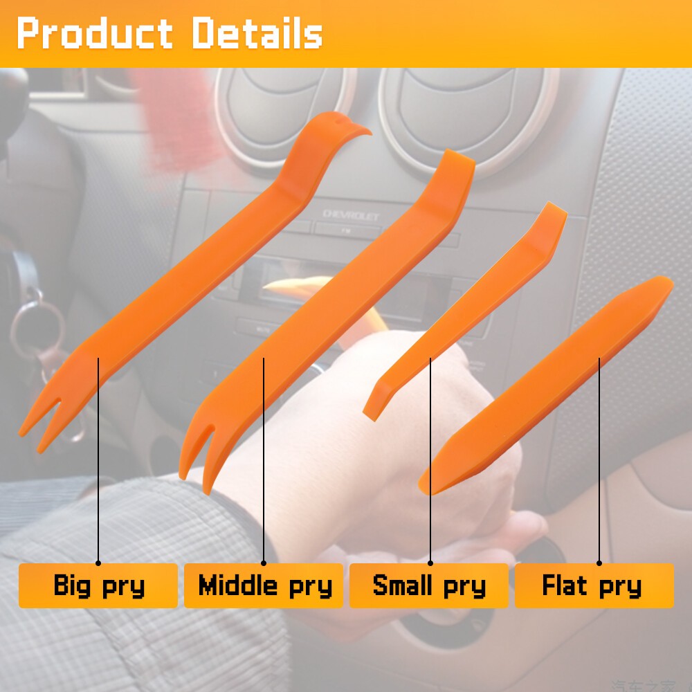 4PCS Plastic Auto Trim Removal Tools Panel Door Dashboard Fastener Clips Audio