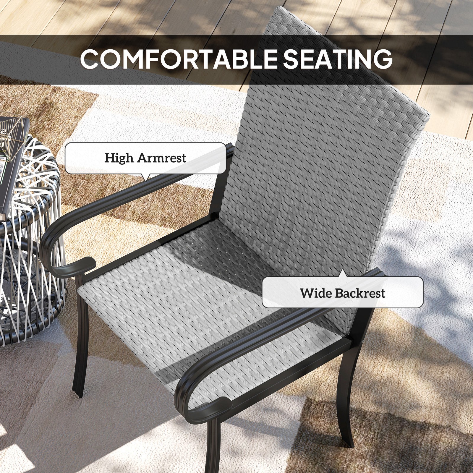 Dining Chairs,Set of 2 Dining Chairs with Armrest,Highback and Deep Seating