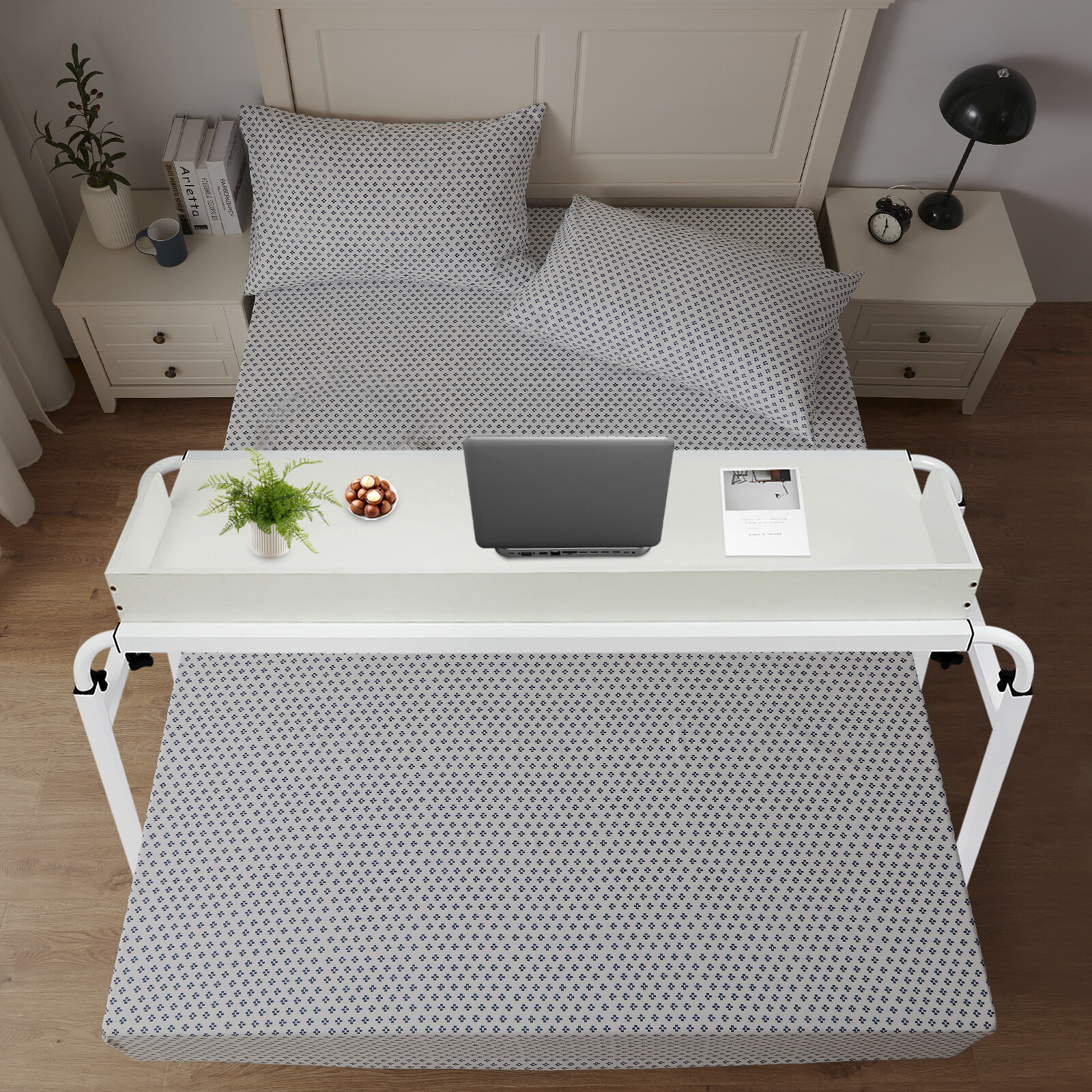 Height Adjustable Overbed Table, Overbed Table with Wheels, Over Bed Desk