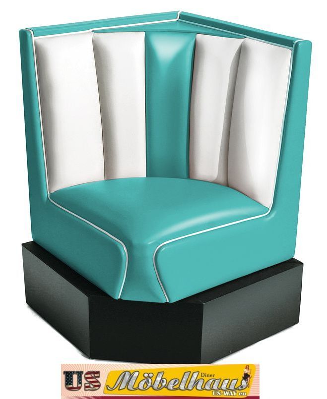 HW-60/60-T American Diner Bench Corner Bench Diner Benches Furniture 50's Retro USA Style