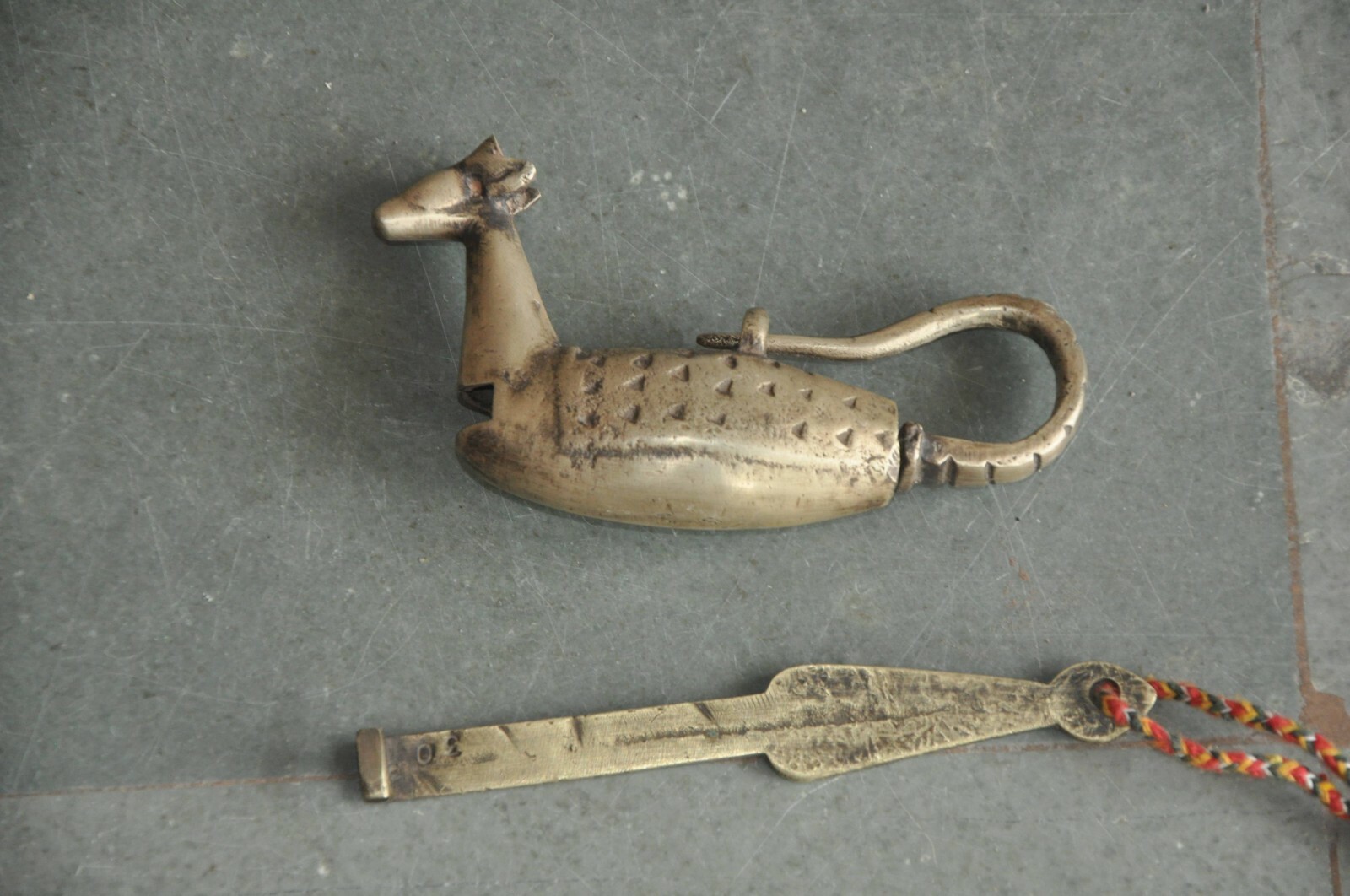 Vintage Brass Handcrafted Deer Shape Engraved Strip System Padlock