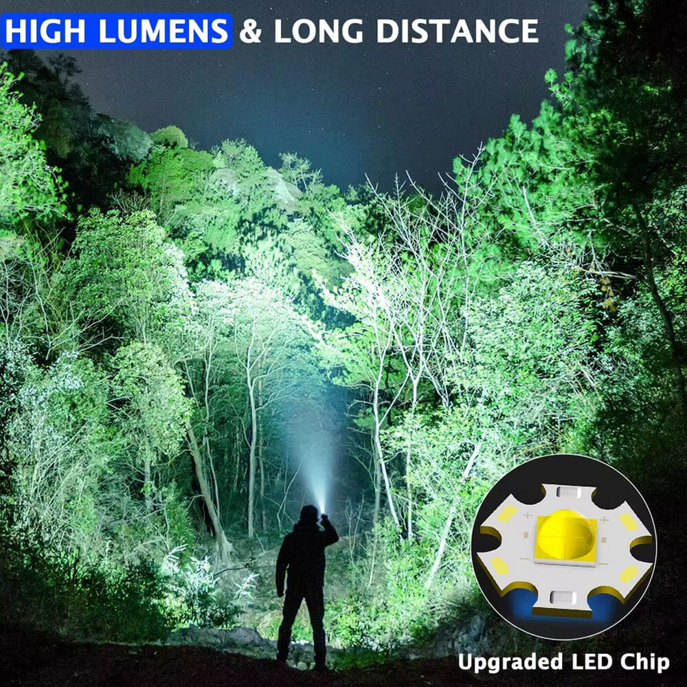 2 x 990000000Lumen Super Bright LED Flashlight Tactical Rechargeable Work Lights