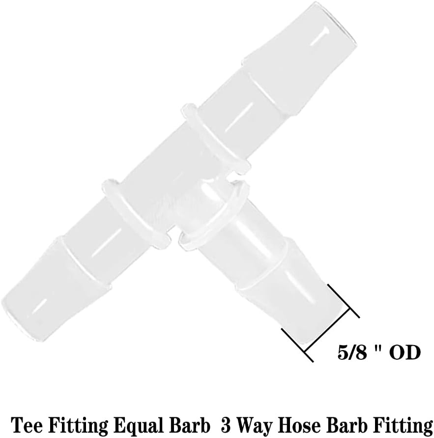 5/8" Hose Barb T Shaped Tee 3 Way Equal Barbed Fitting Plastic Joint Splicer ...