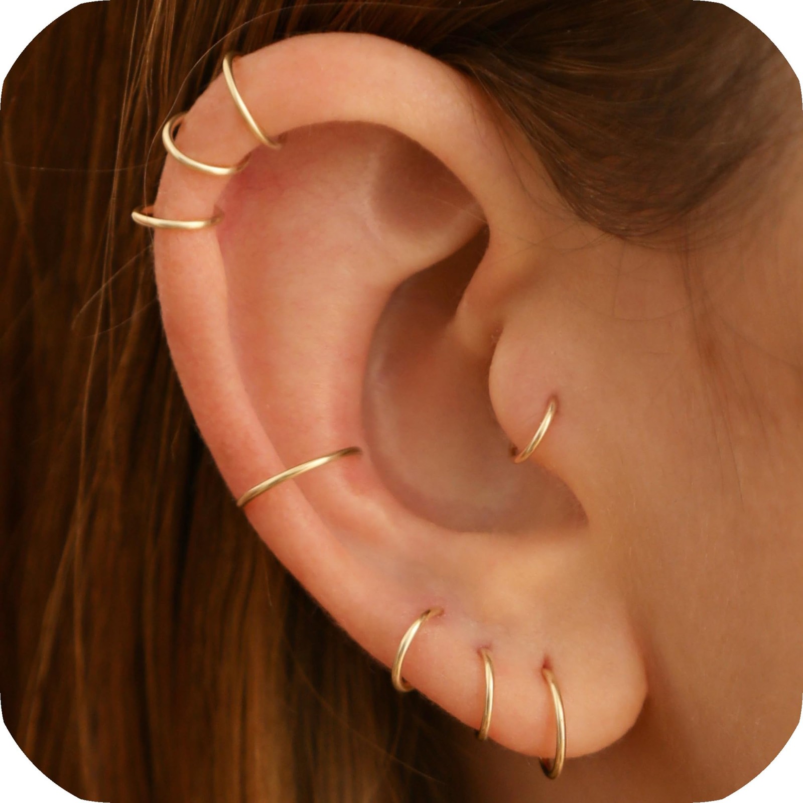 Small Cartilage Hoop Earrings for 7mm 22 gauge / 1 Pair, 14K Gold Filled
