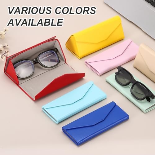 Foldable Glasses Case, Triangle Magnetic Sunglasses Organizer Case PU Orwhite