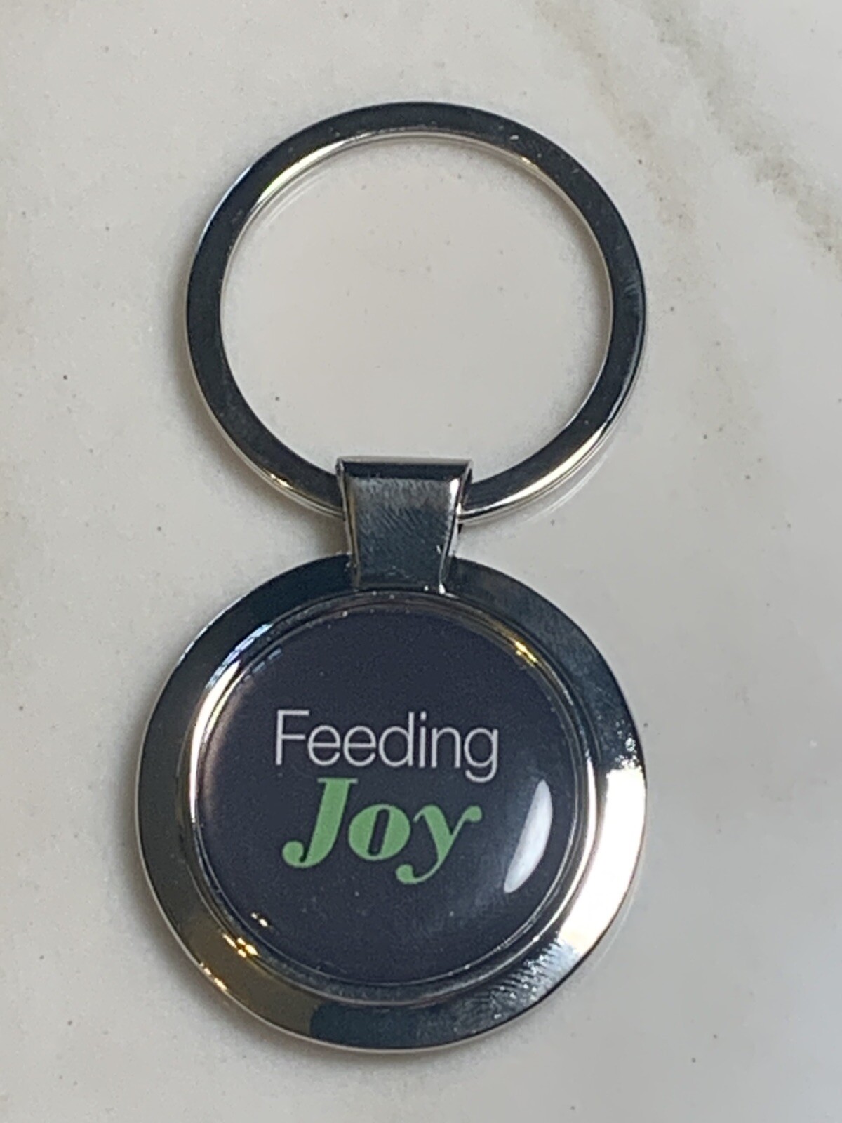 Feeding Joy Silver Toned Keyring Keychain