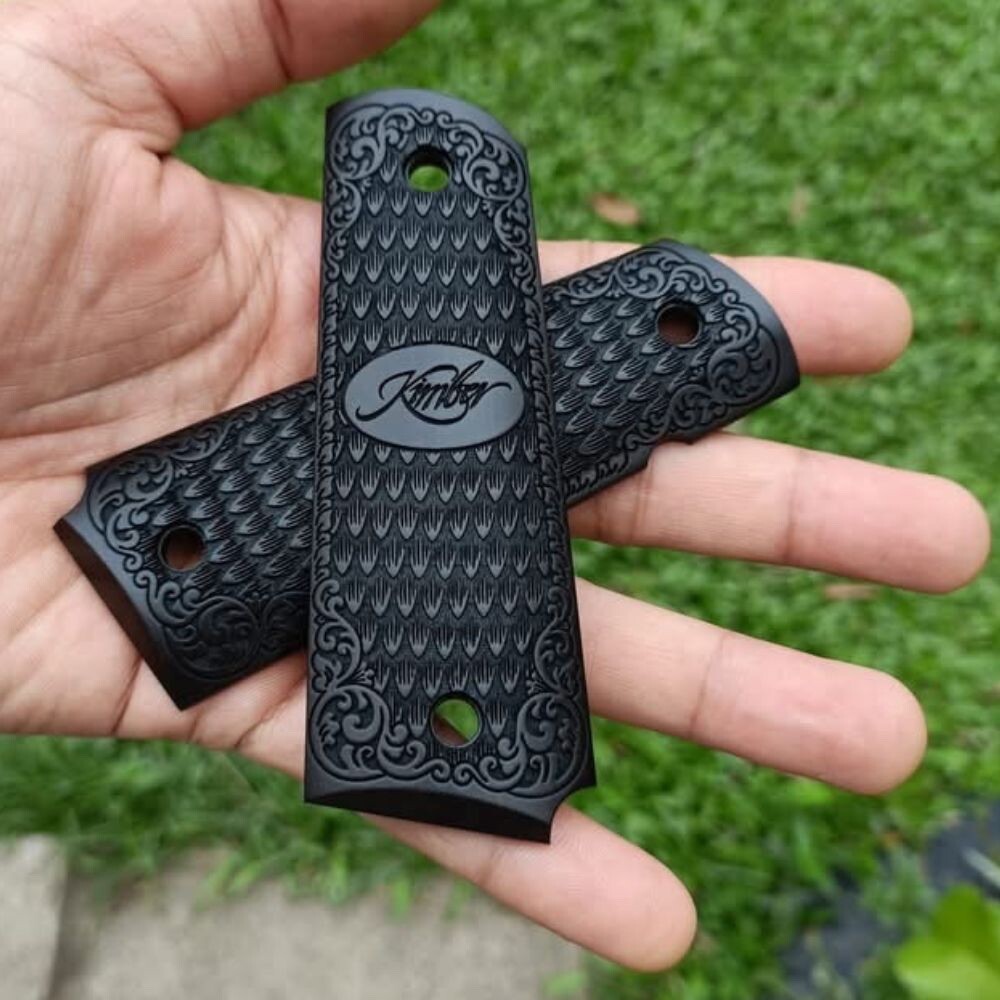 Grip for KIMBER 1911 Full size THAI Ebony heartwood Gun Handcraft Feather patter