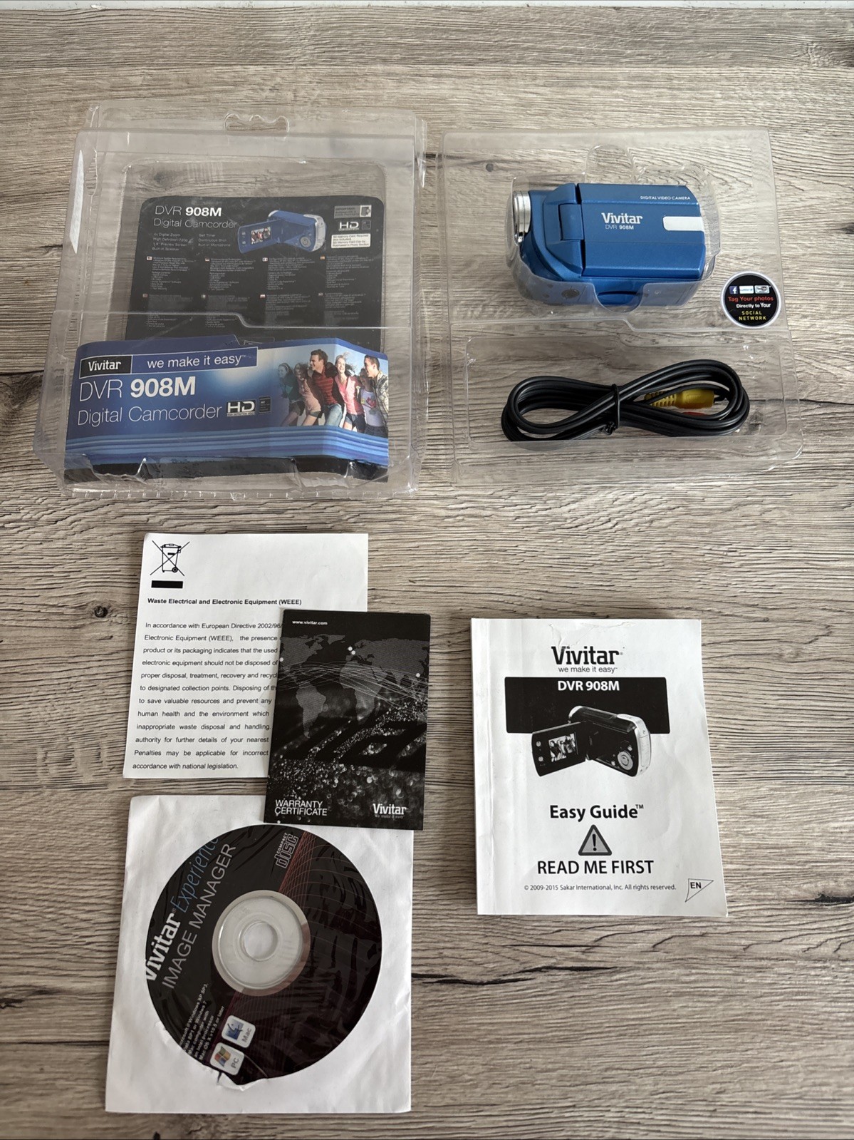 Vivitar DVR-908M 9.0MP Compact Digital Video Recorder BLUE Tested With Manuals