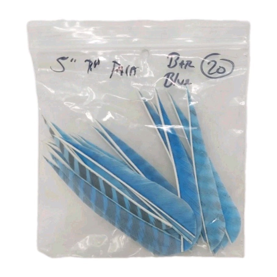 20 Count Archery Arrow Feathers 5" Right Wing: Faux Barred Blue