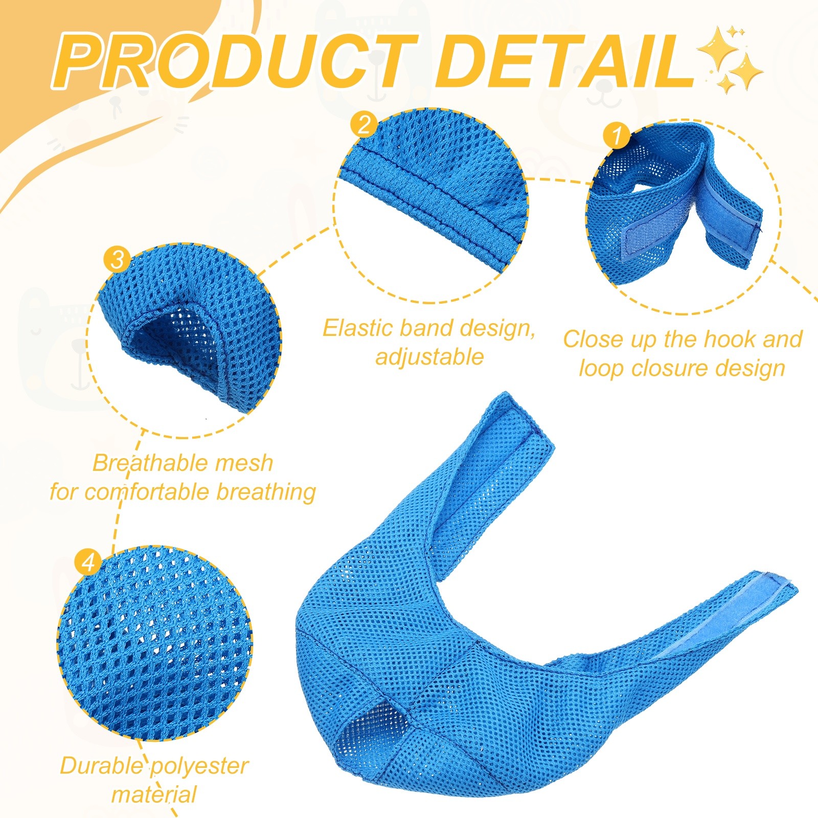 Cat Muzzle Breathable Mesh Muzzle Circumference 9-10 Inches Blue