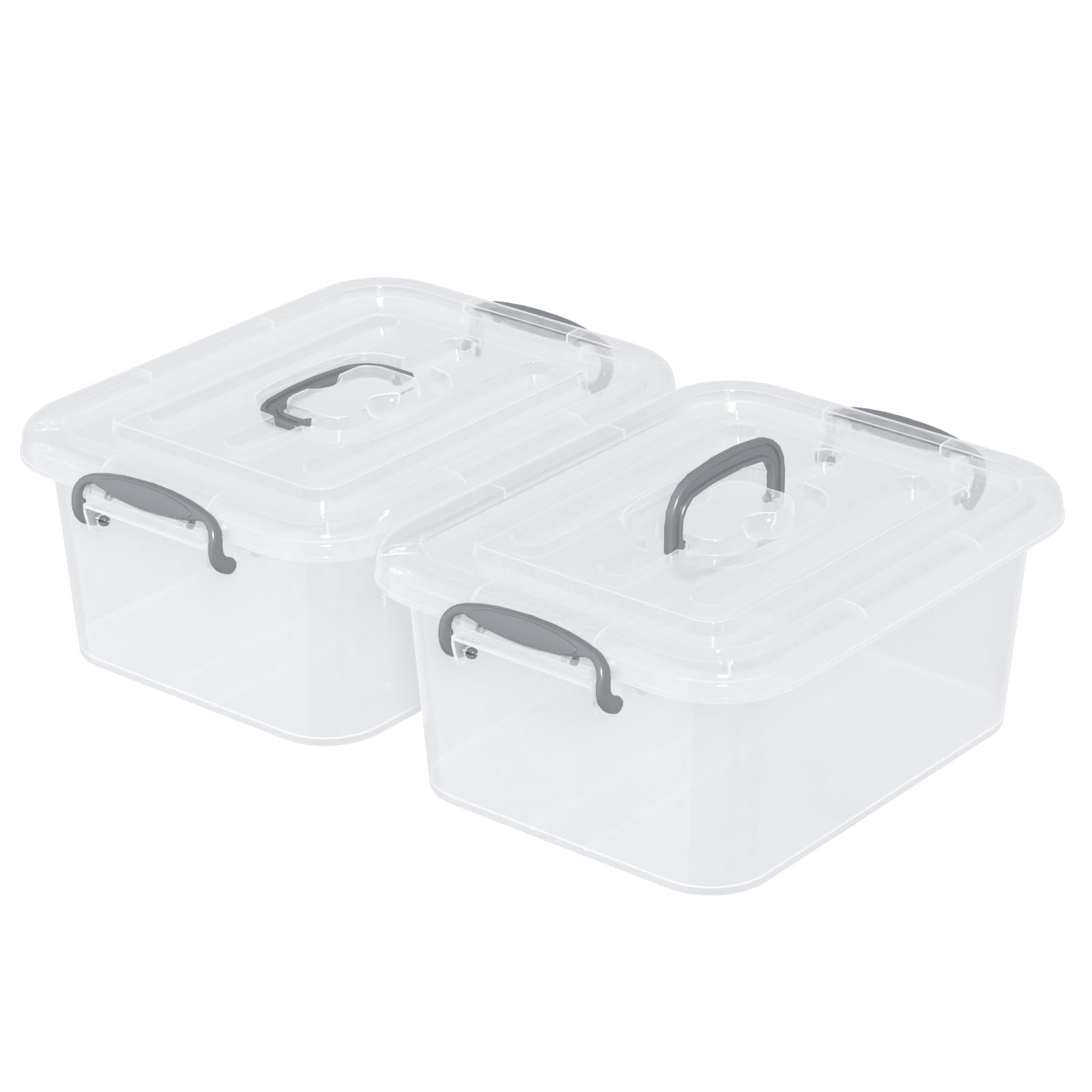 8 Quart Clear Storage Latching with Handle, Plastic Containers with Lids, 2 P...