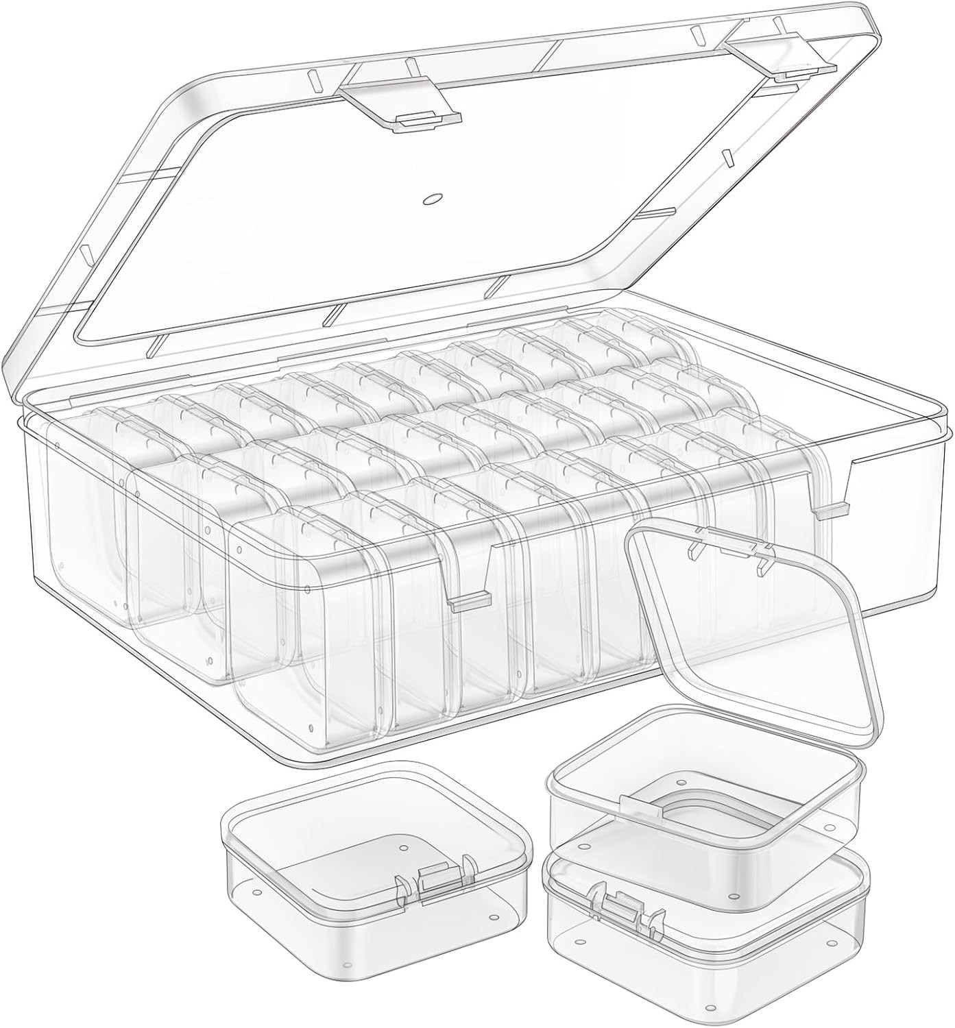 31Pc Bead Organizer Box Clear Plastic Storage Containers for Jewelry Crafts DIY