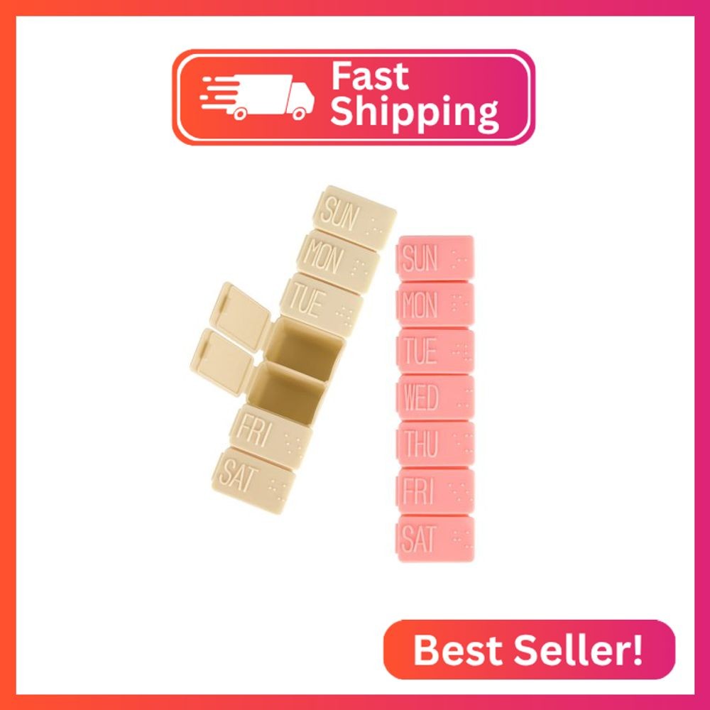 2Pack Weekly Pill Organizer,7 Days Pill Cases Travel Daily Pill Box Medicine Org