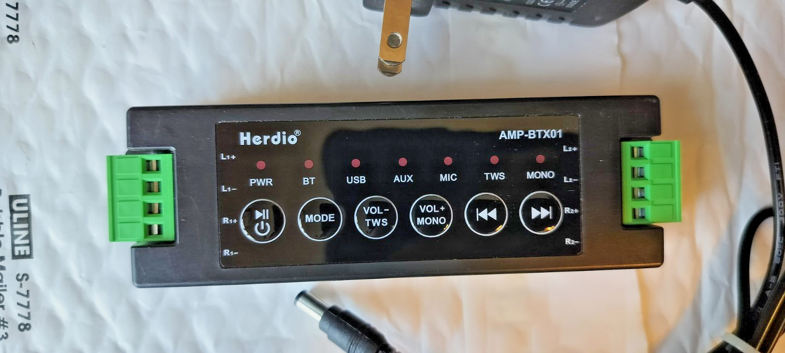 Herdio 68-Bluetooth Audio Amplifier AMP-BTX01 w/ Power Adapter *TESTED*