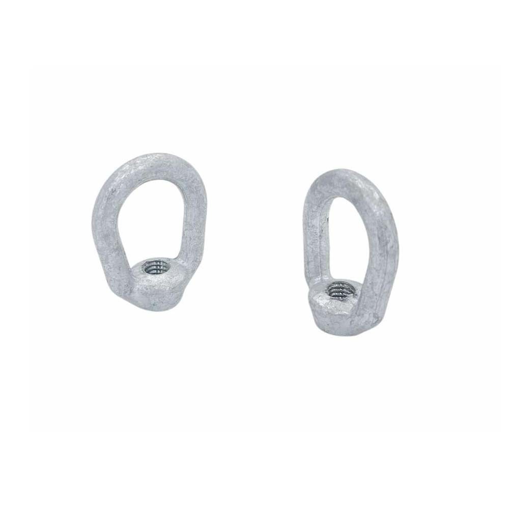 2 Pc Hot Dipped Galvanized 5/16" Thickness Eye Nut With 3/8"-16 Tap 1250 Lbs WLL