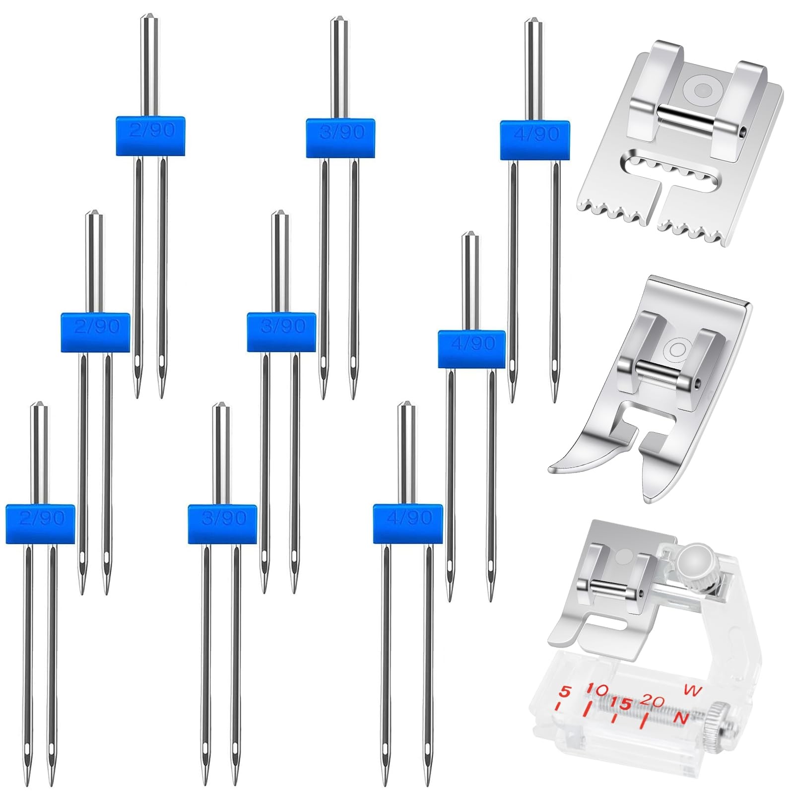 9 Pack Twin Needles for Sewing Machine, Double with 3 Pieces...