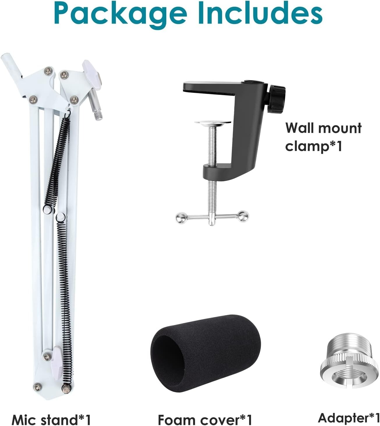 White Mic Arm Compatible with Hyperx Quadcast S - Premium Quadcast S Microphone