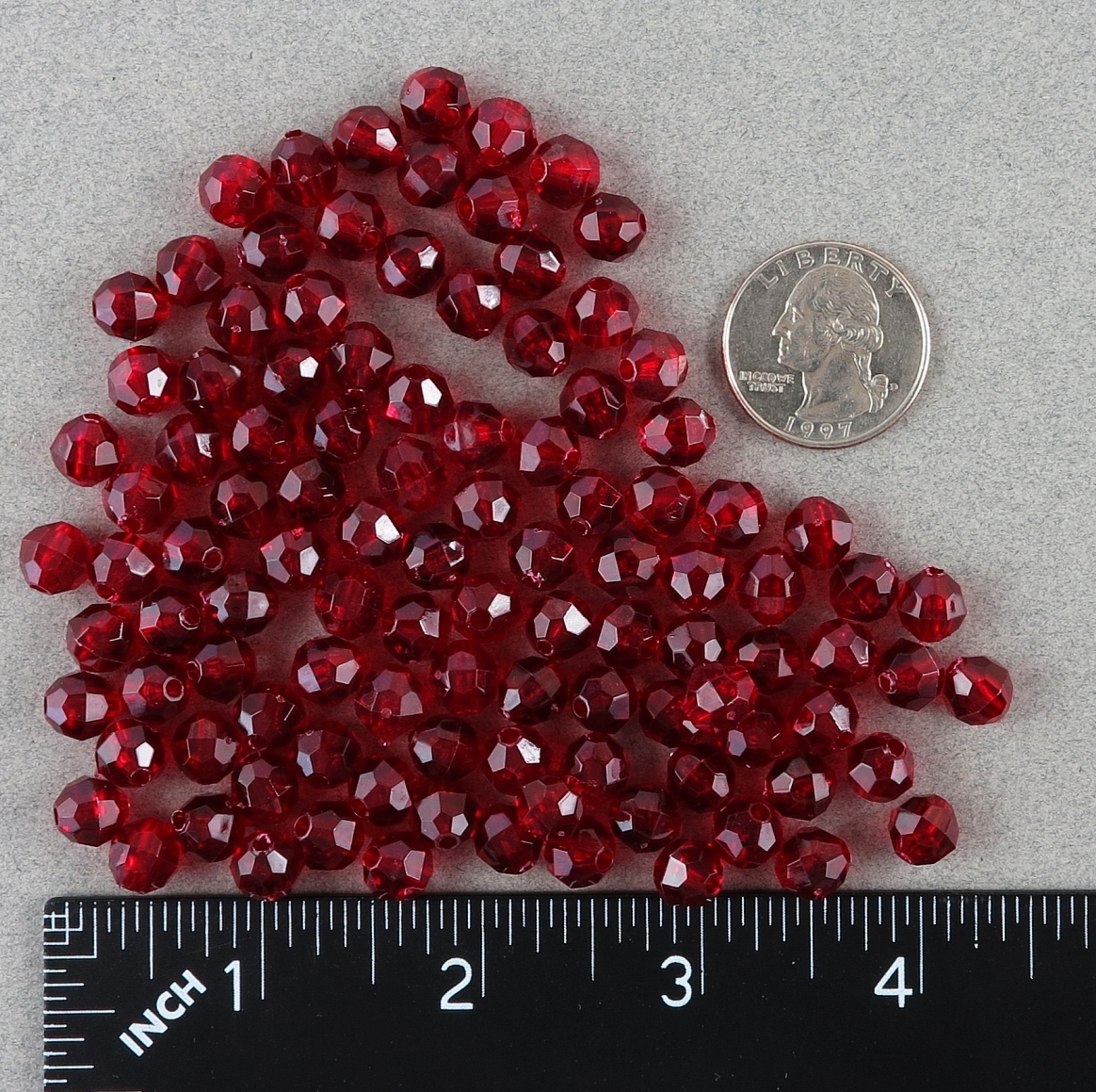8mm 200 Count FACETED Translucent Ruby Beads USA Fishing Tackle