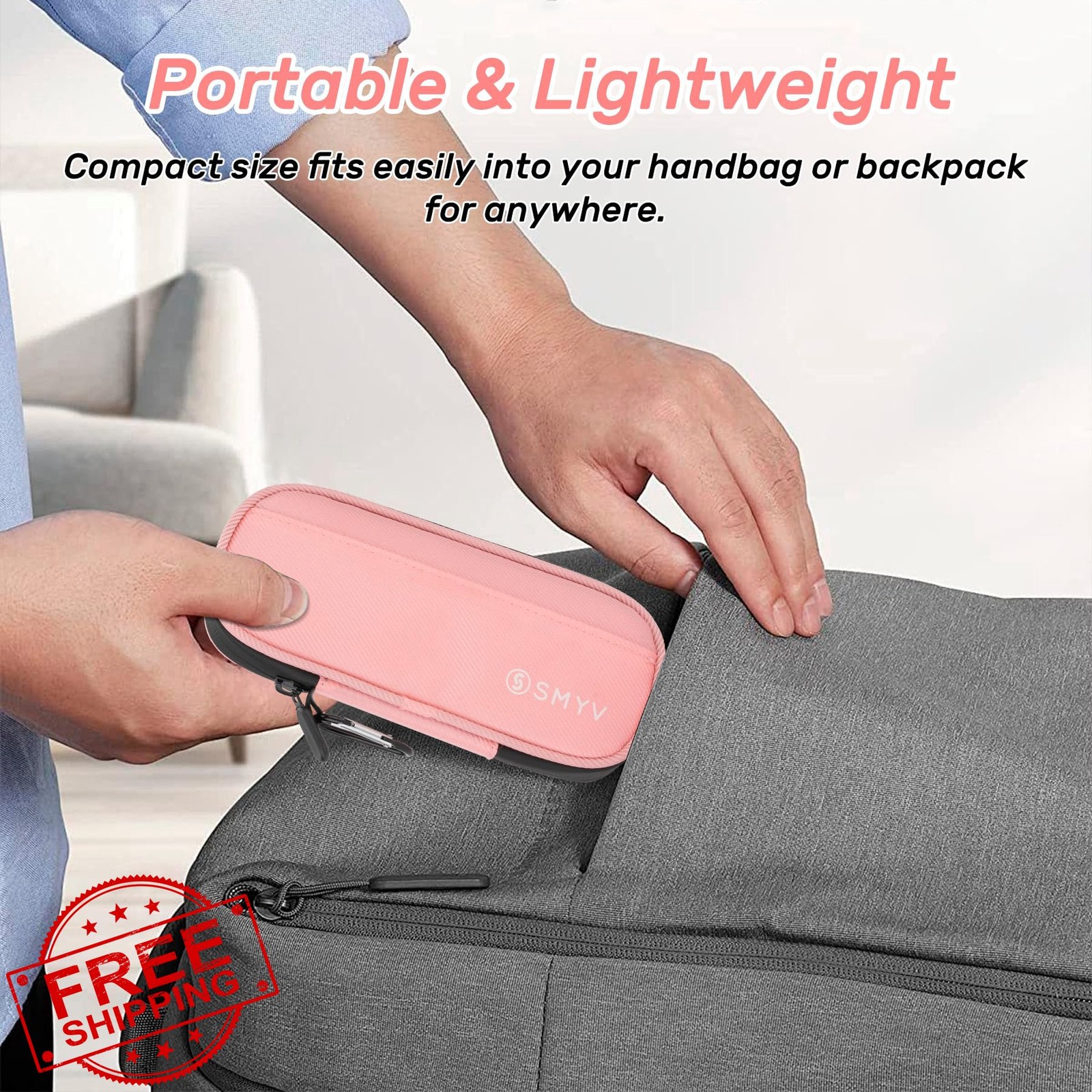 SMYV Insulin Cooler Pink Case 2 Ice Packs TSA Diabetic Travel Medication Compact