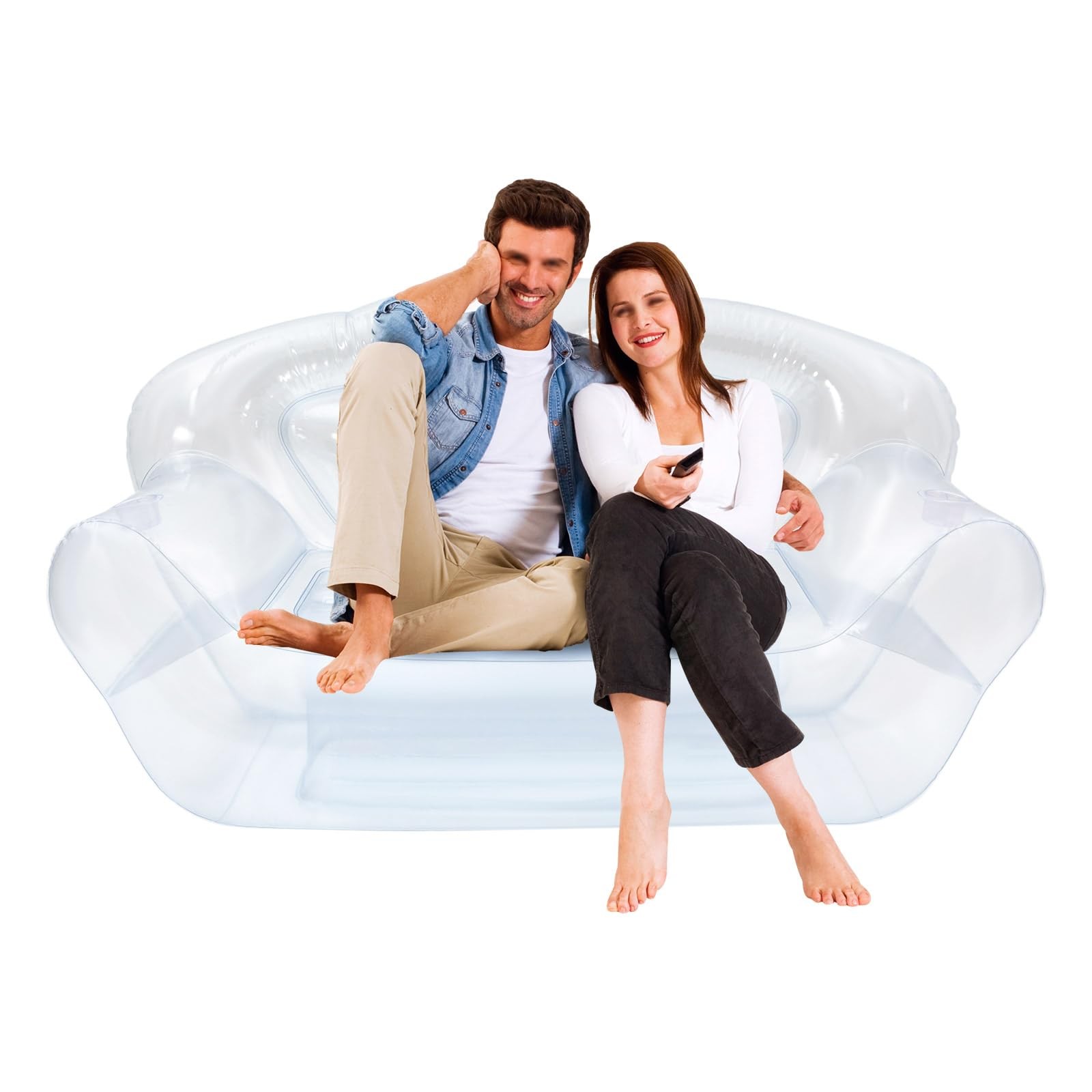 Modern 70.9*35.43*37.4in PVC Clear Portable Inflatable Couch Double Person Sofa