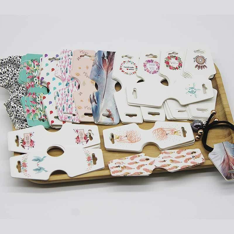 50 Pcs Fold Sticker Lot Earrings Necklace Display Cards Tag Jewelry Card Package