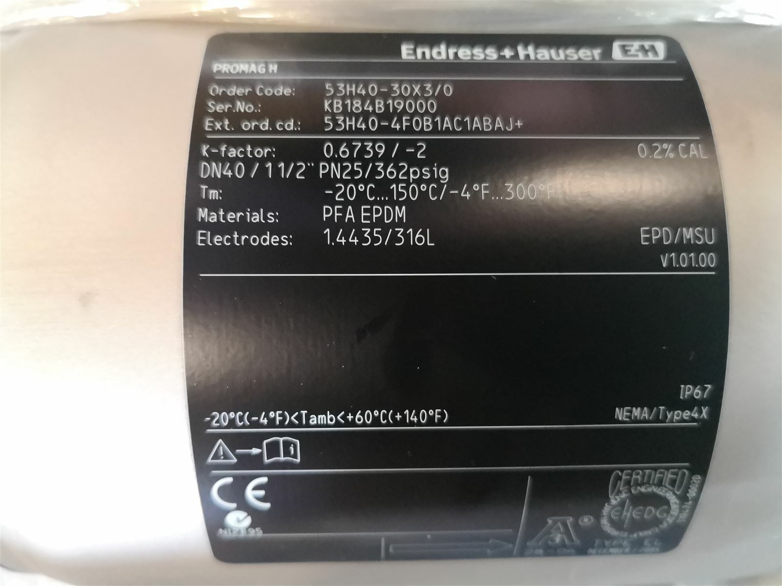 Endress + Hauser Promag 53H40-30X3/0 Flow Meter