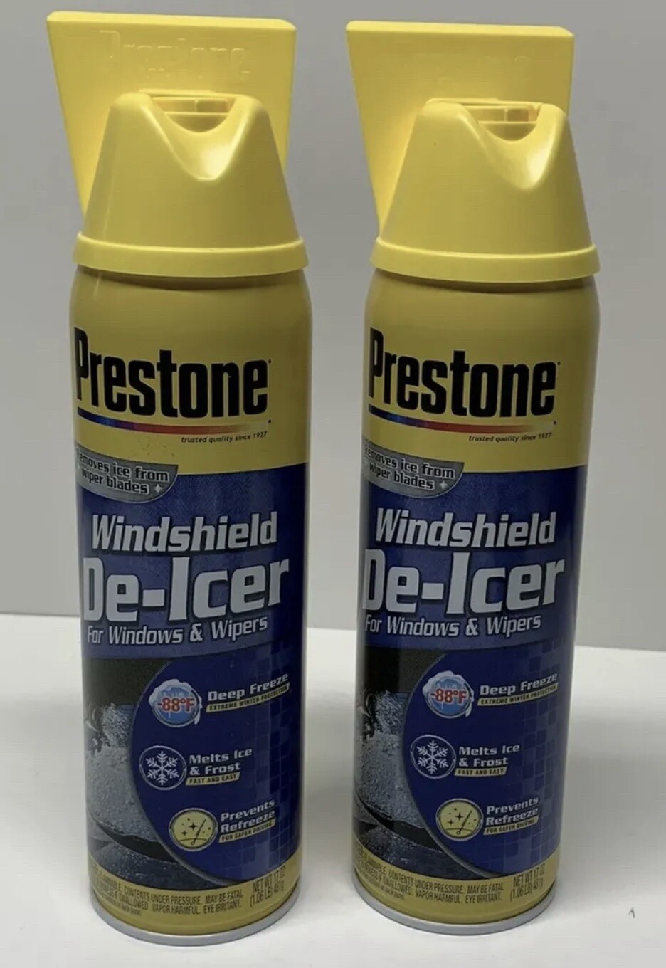 2 Pack-PRESTONE Windshield De-Icer-Spray Canister (17 oz.) Built In Ice Scraper
