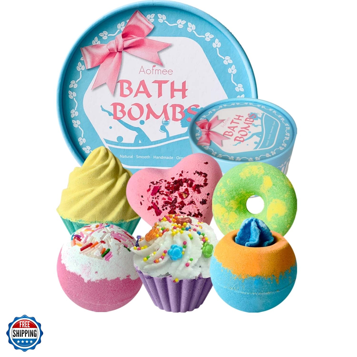 Bath Bombs, 6pcs Bubble Bath Bomb for Girls, Handmade Fizzies Bathbombs for W...