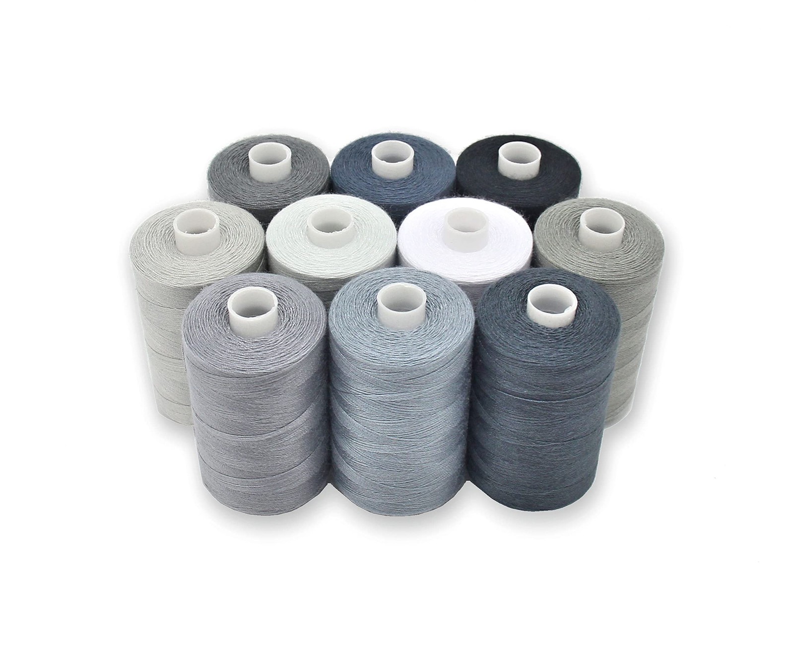 10 Spools Gray Polyester Sewing Thread 1000 Yards Each for Hand Machine