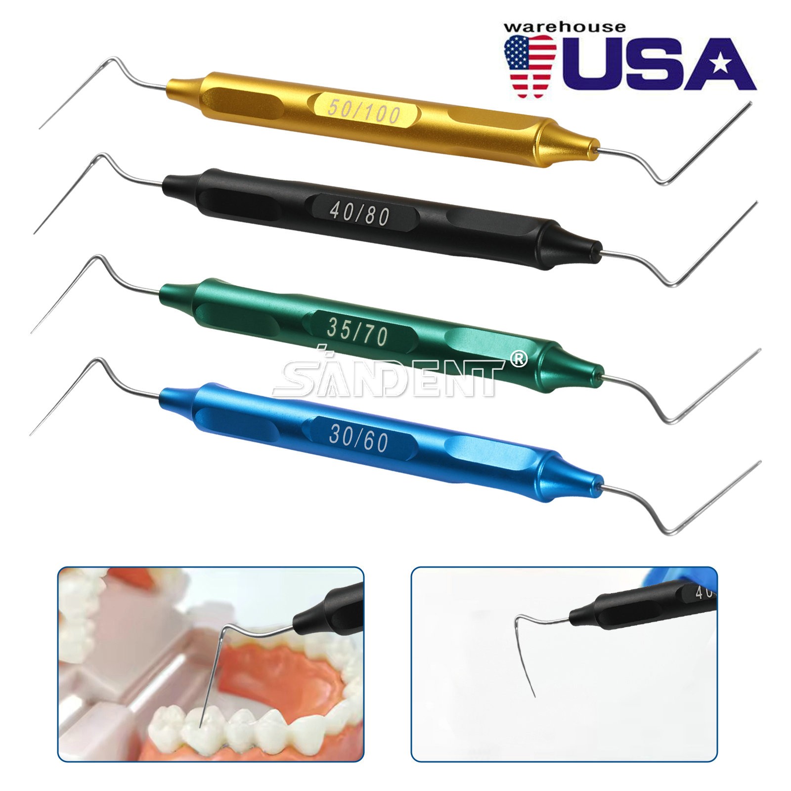 Dental Endo Condenser Gutta Percha Tips NITI Stainless Hand Plugger Set 30-100