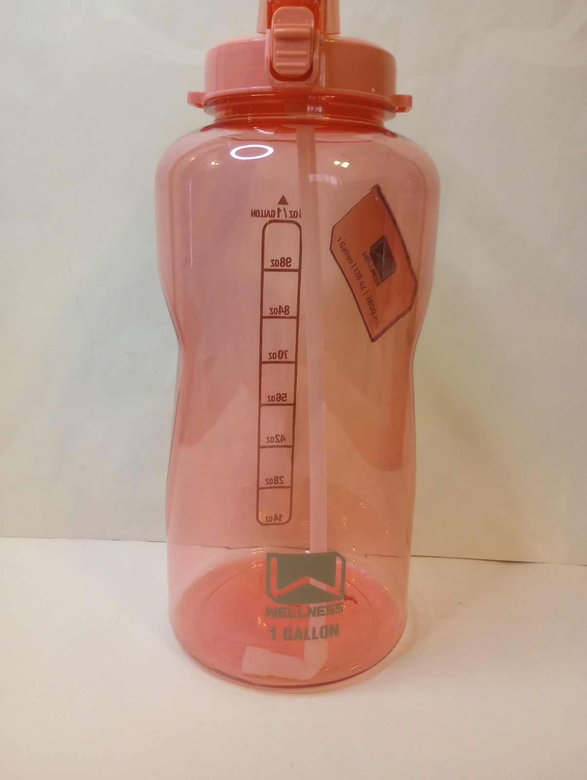 Wellness Brand 1 Gallon Pink Reusable Water Bottle Straw Or Chug Lid Brand New