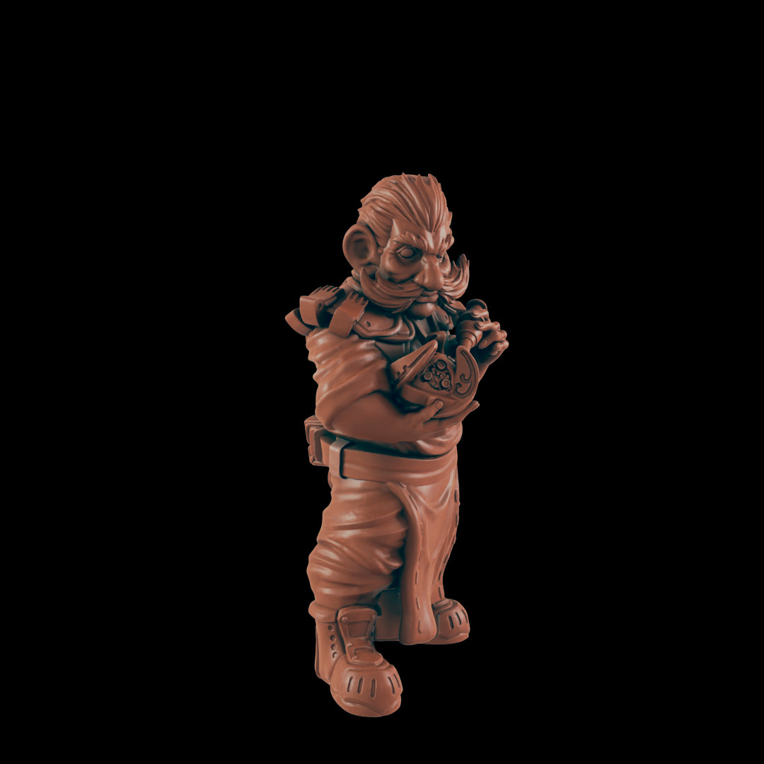 Gnome Artisan - Bolts and Brimstone - Minis - EC3D - Steampunk - SciFi RPG