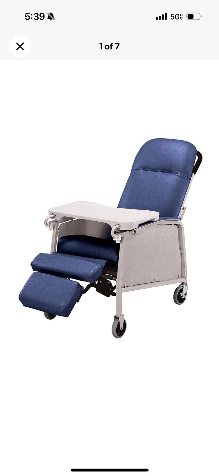 Graham Field Lumex 3 Position Medical Recliner Geri Chair w/ Wheels, Royal Blue