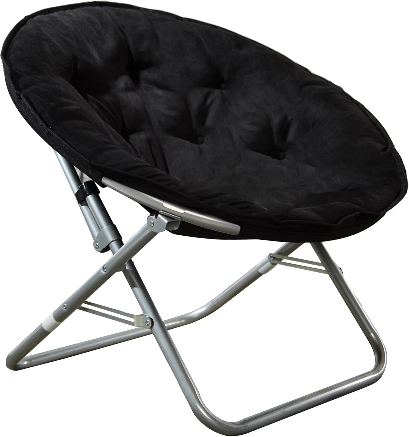 Microsuede Foldable Saucer Chair, Black 27D X 32W X 29.5H In