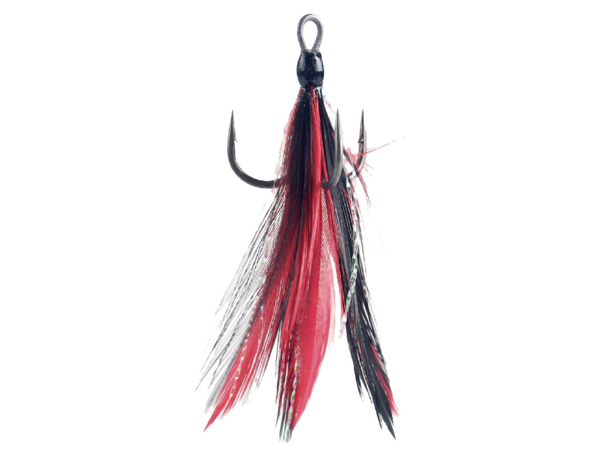 NEW BKK Feathered Spear 21 SS Black/Red 3pcs Treble Hooks Barbed