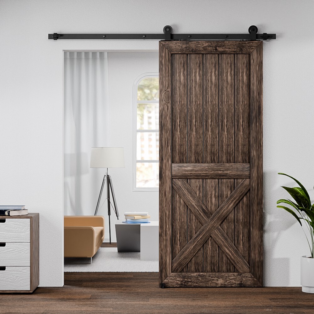 4FT-20FT Sliding Barn Door Hardware Kit Single/Double Door with Adjustable Guide