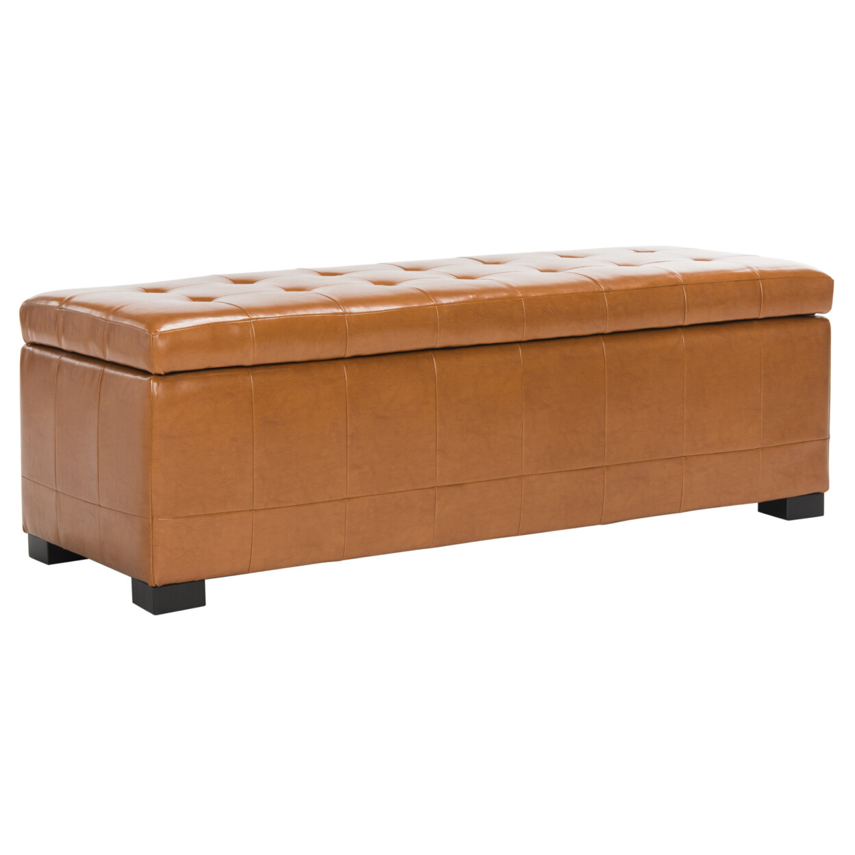 SAFAVIEH Large Manhattan Storage Bench | Saddle |