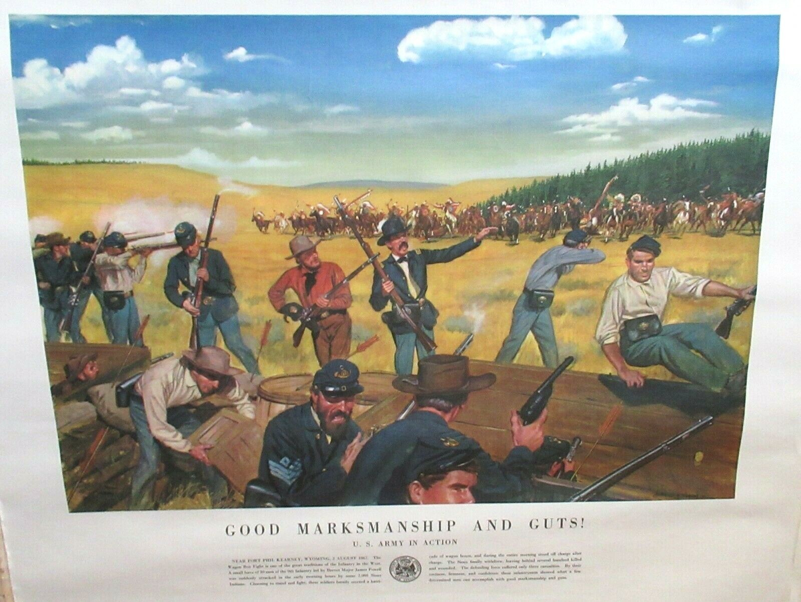 H CHARLES MCBARRON "GOOD MARKSMANSHIP" U.S. ARMY IN ACTION CIVIL WAR POSTER 1981
