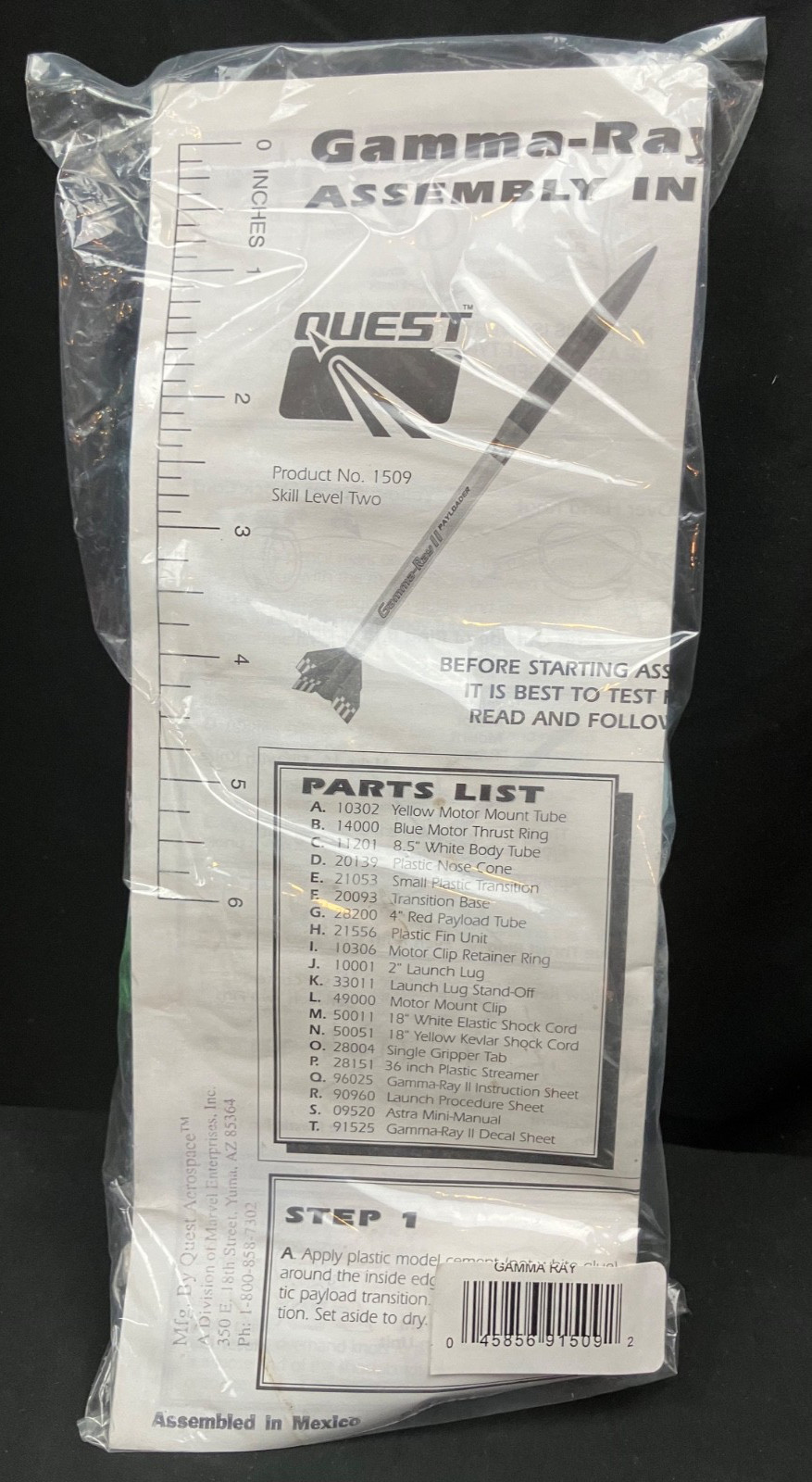 Quest Gamma Ray Payloader - Unique Parts useful for scratch scale models -Sealed