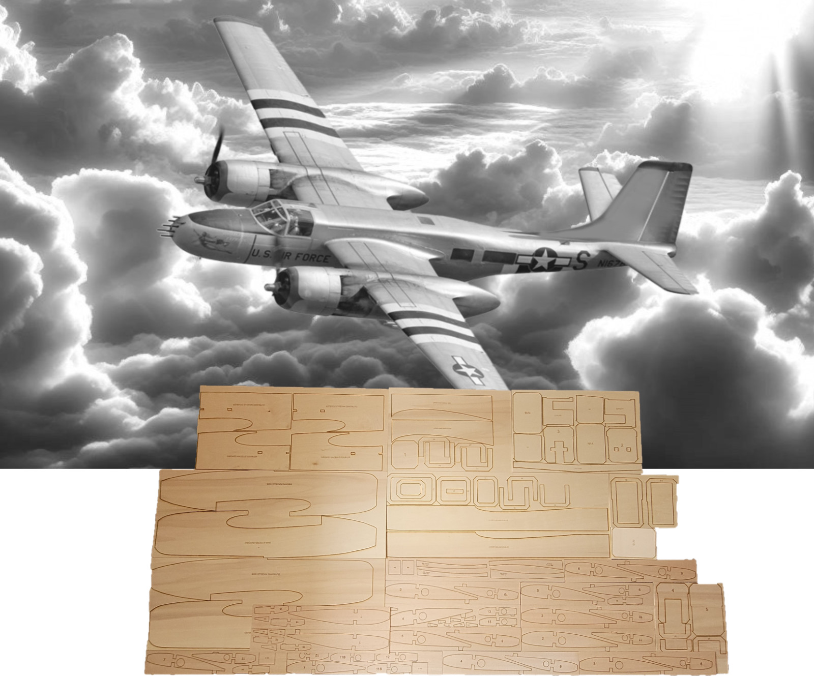 Model Airplane Short Kit: A-26 Invader | Twin .40-.50 | Radio Control | 96" Span